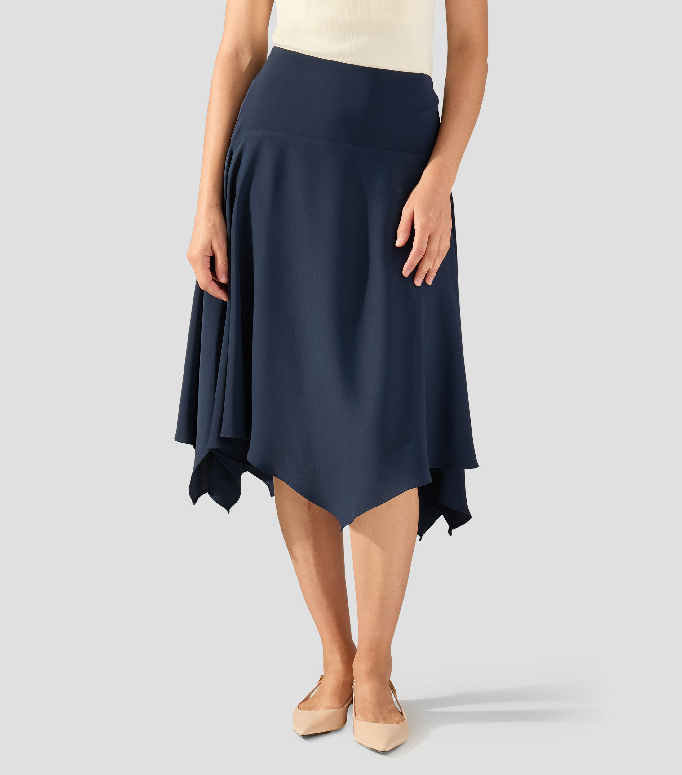 Falda asimétrica midi de corte recto lisa Mujer